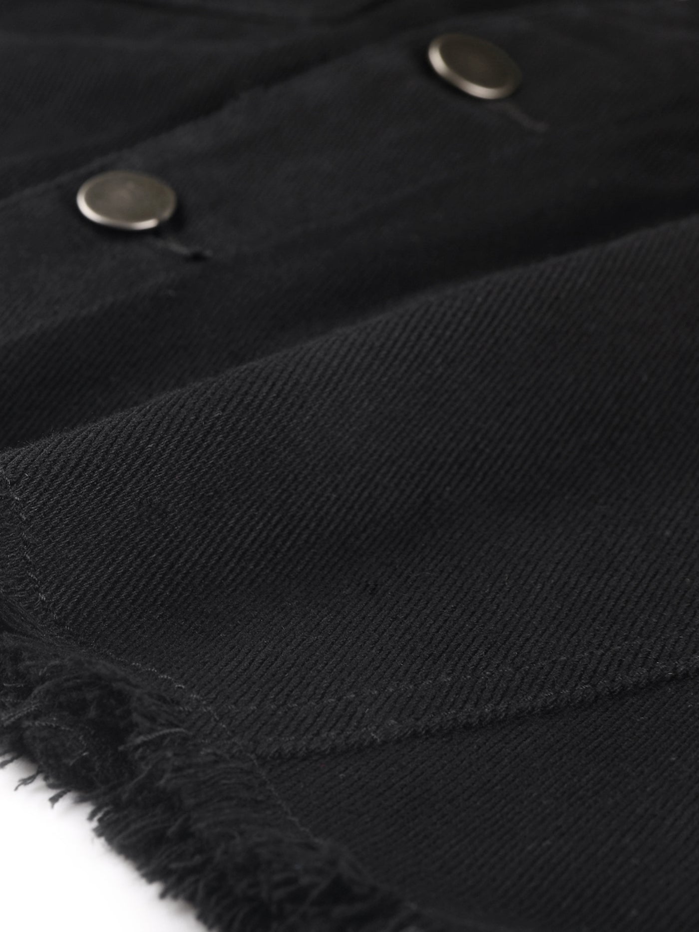 Allegra K Trendy Frayed Button Up Washed Cropped Denim Jacket