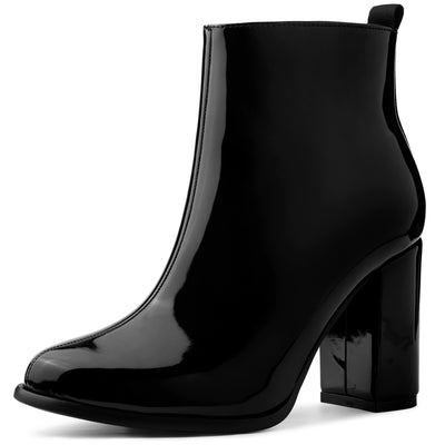 Round Toe Zipper Chunky Heel Ankle Boots