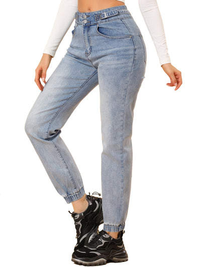Allegra K High Waist Chic Straight Leg Denim Jeans