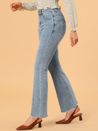 High Waist Slash Pocket Wide Leg Denim Jeans