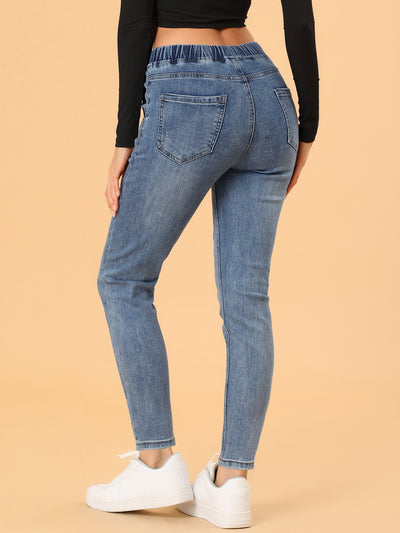 Skinny Jeans High Waisted Drawstring Casual Stretch Denim Pants