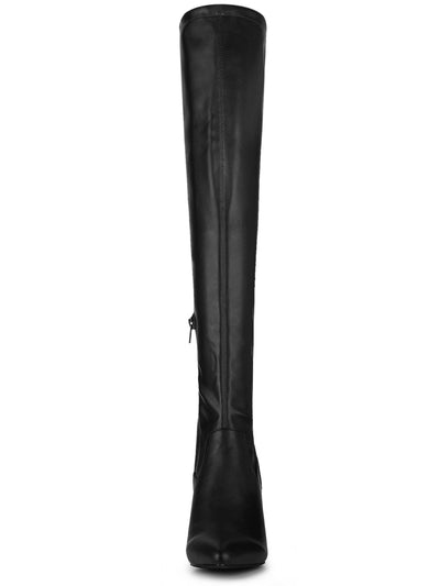 Pointed Toe Block Heel Zipper Over Knee High Boots