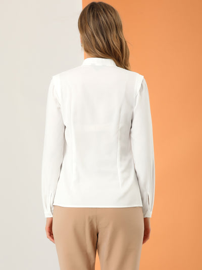 Work Office Blouse Button Up Long Sleeve V Neck Chiffon Shirt