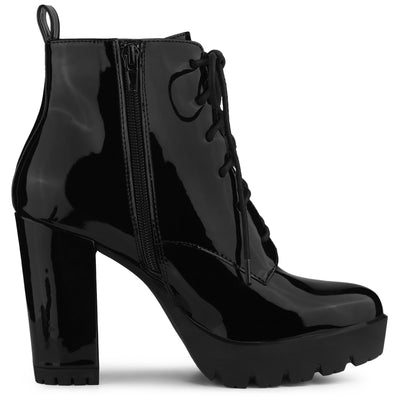 Lace Up Chunky Heel Platform Ankle Combat Boots
