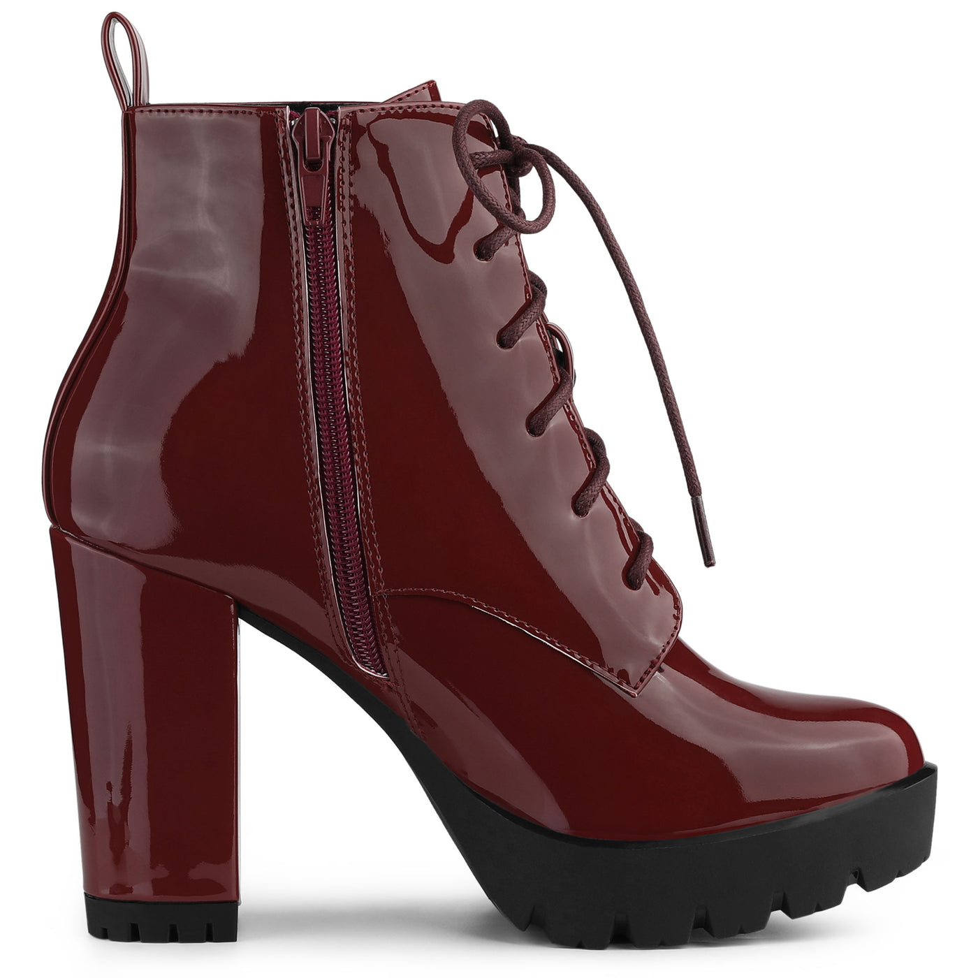 Allegra K Lace Up Chunky Heel Platform Ankle Combat Boots