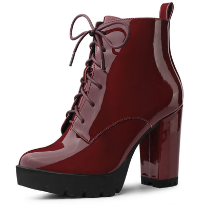 Lace Up Chunky Heel Platform Ankle Combat Boots