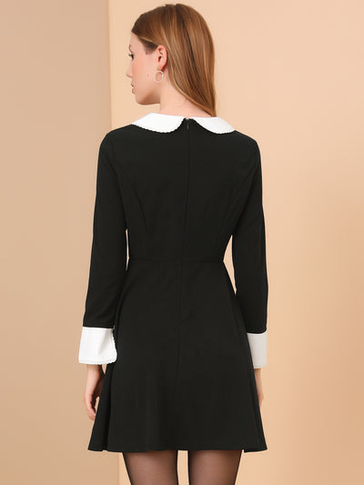 Long Sleeve Peter Pan Collar Christmas Cute Fit and Flare Dress