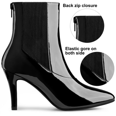 Elastic Gore Pointed Toe Stiletto Heel Ankle Boots