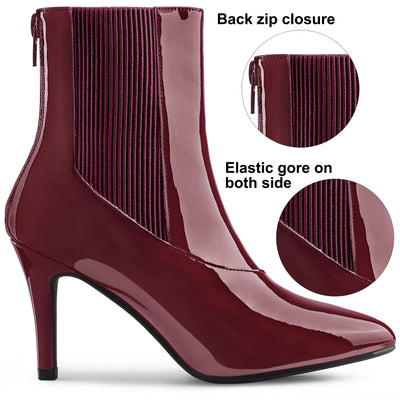 Elastic Gore Pointed Toe Stiletto Heel Ankle Boots
