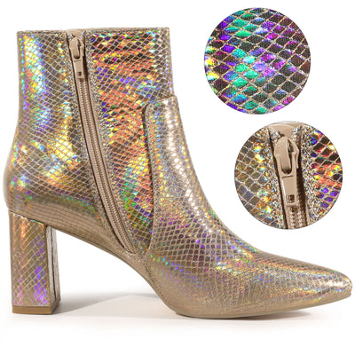 Snake Skin Halloween Costumes Chunky High Heel Ankle Boots