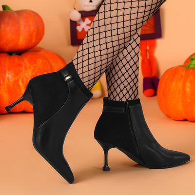 Pointed Toe Side Zipper Stiletto High Heel Ankle Boots
