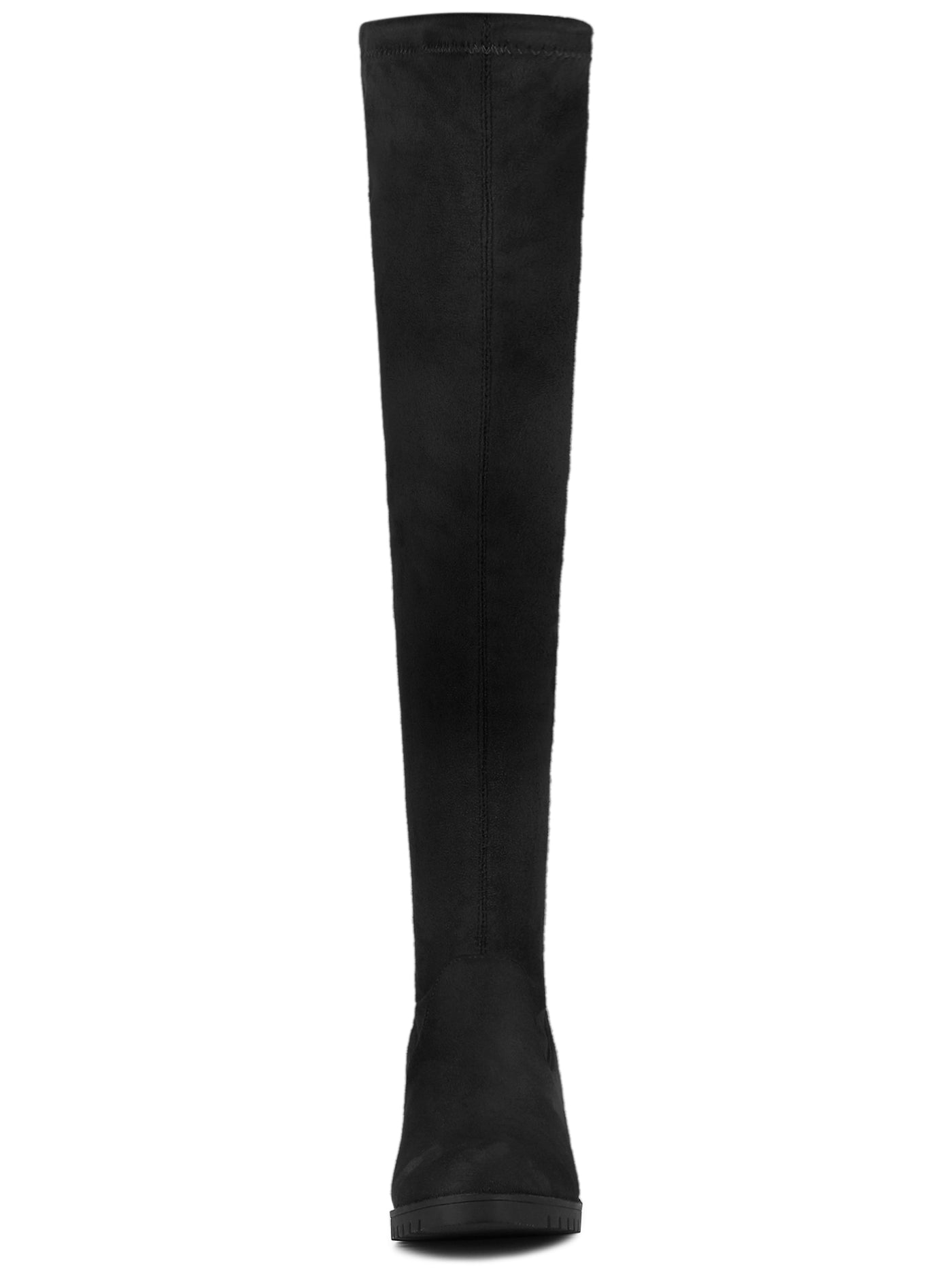 Allegra K Round Toe Chunky Heel Thigh High Over the Knee Boots