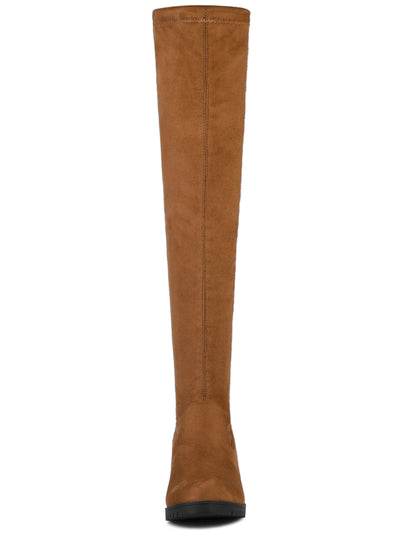 Round Toe Chunky Heel Thigh High Over the Knee Boots