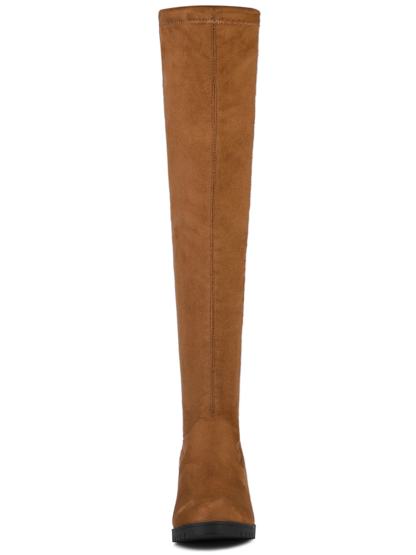Allegra K Round Toe Chunky Heel Thigh High Over the Knee Boots