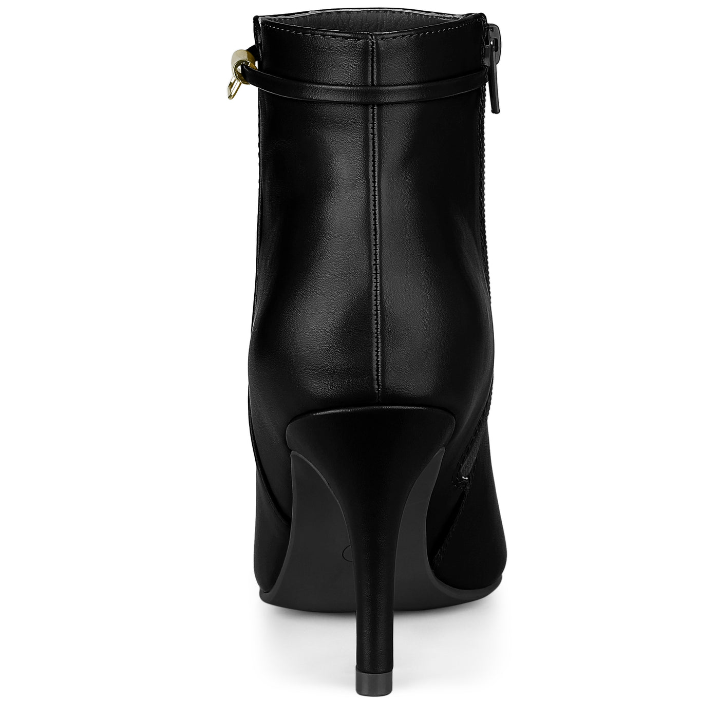 Allegra K Stiletto Heel Pointed Toe Side Zipper Faux Leather Ankle Boots