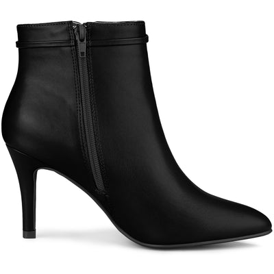 Stiletto Heel Pointed Toe Side Zipper Faux Leather Ankle Boots