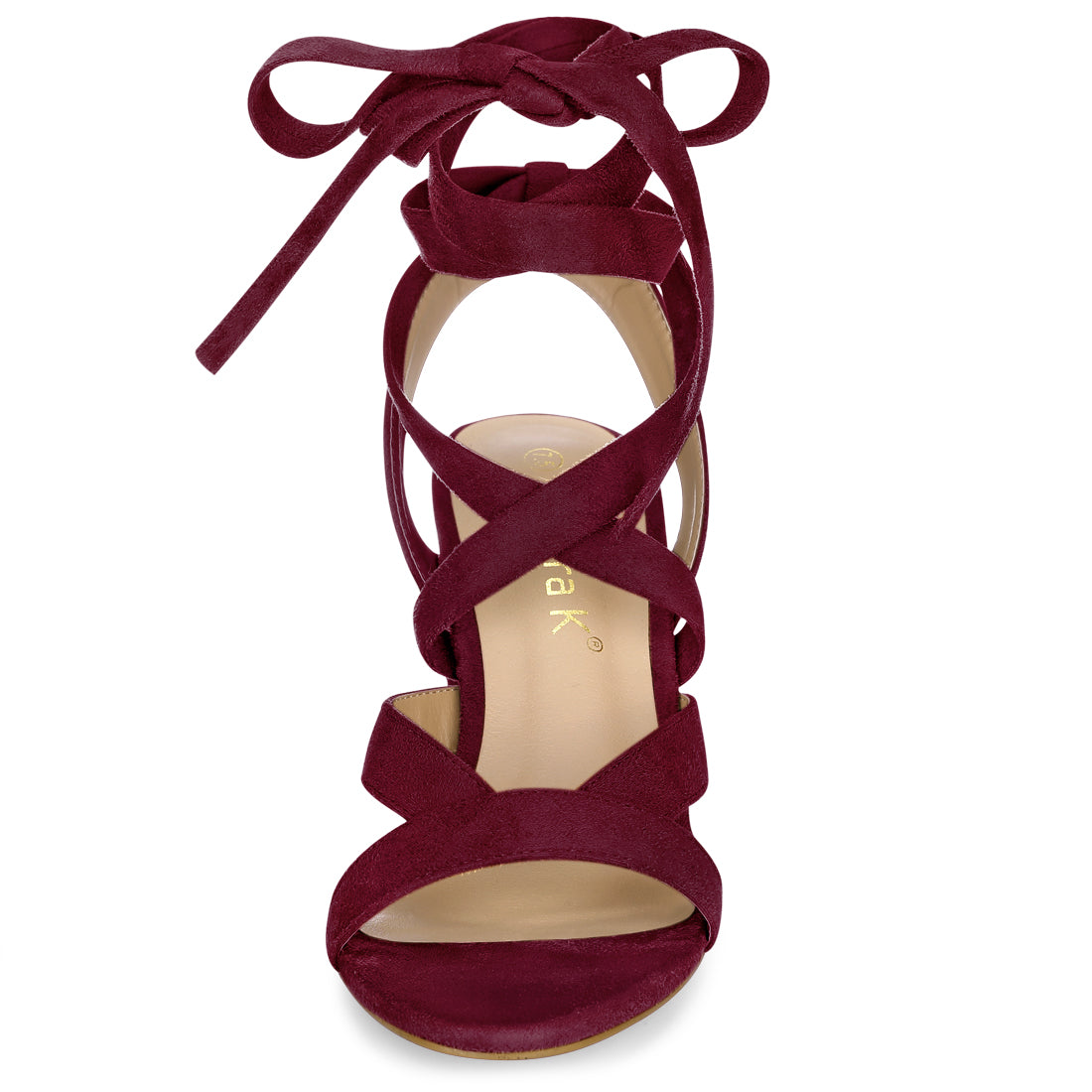 Allegra K Faux Suede Chunky Heel Ankle Crisscross Lace Up Sandals