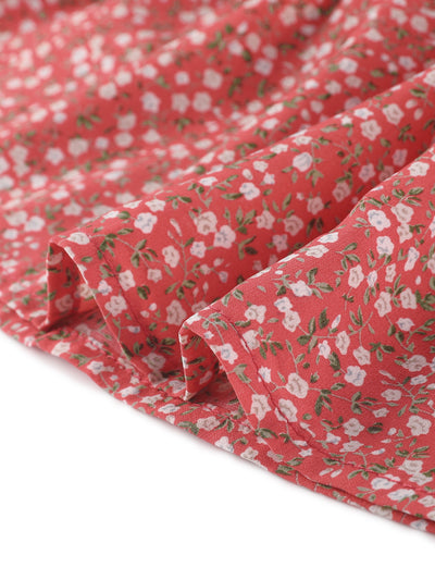 Ruffled Peplum Blouse Top Stand Collar Long Sleeve Floral Shirt