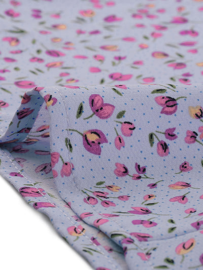 Summer Flutter Sleeve Tops V-Neck Button Front Ditsy Floral Blouse