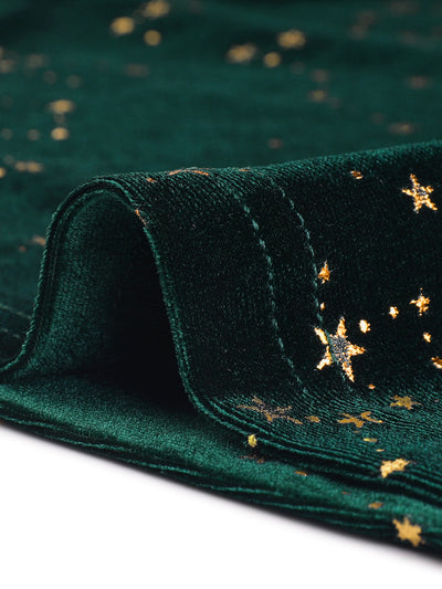 Peter Pan Collar Long Sleeve Stars Printed Velvet Blouse