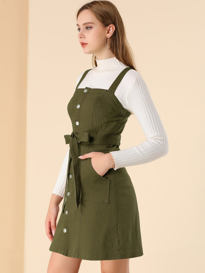 Classic Adjustable Strap A-Line Denim Overall Dress