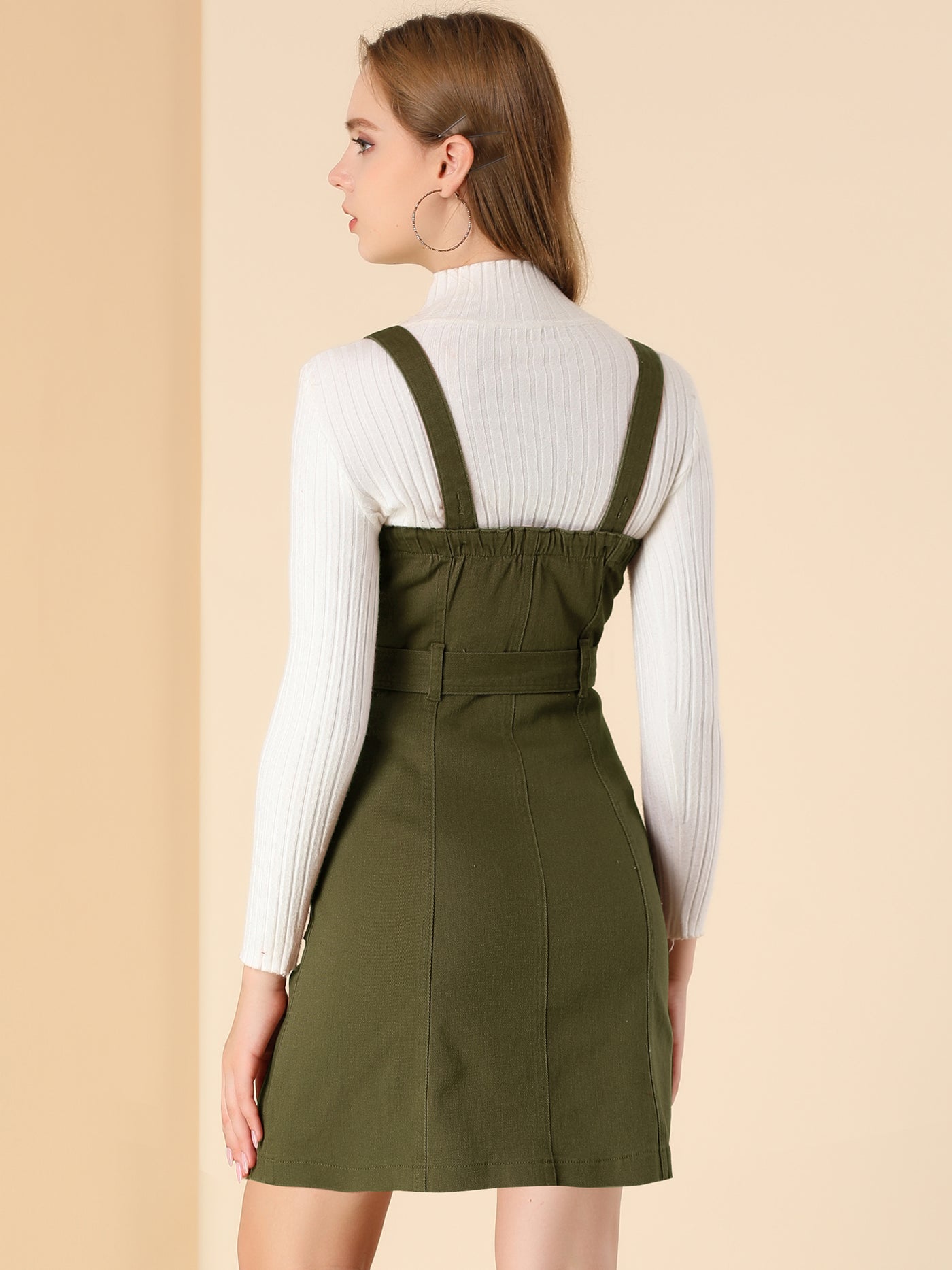 Allegra K Classic Adjustable Strap A-Line Denim Overall Dress
