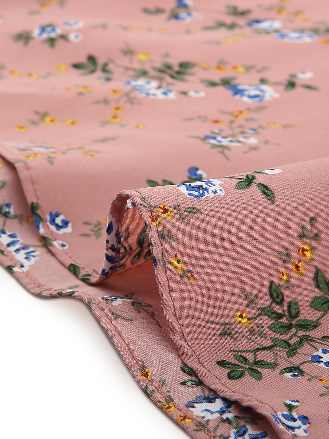 Allegra K Button Front Tie Waist Vintage Long Sleeve Floral Dress