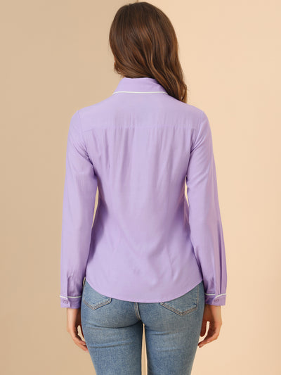 Elegant Long Sleeve Point Collar Top Button Down Shirt