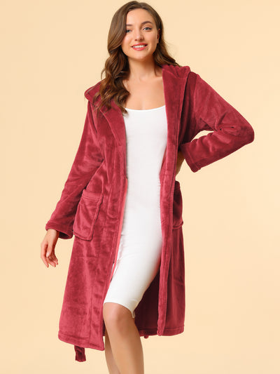 Sleepwear Flannel Bathrobe Warm Lounge Pajama Winter Hoodie Robe