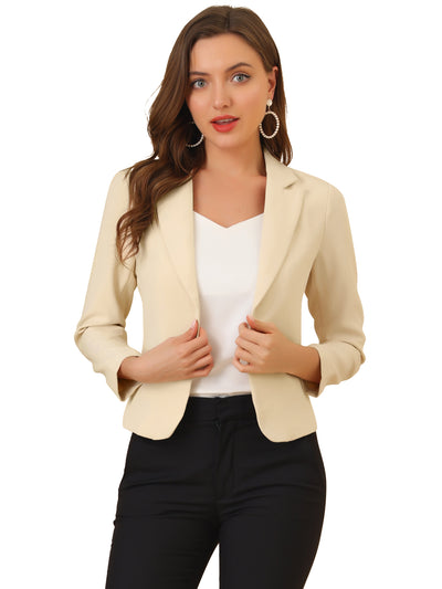Open Front Office Work Business Crop Suit Blazer Jacket