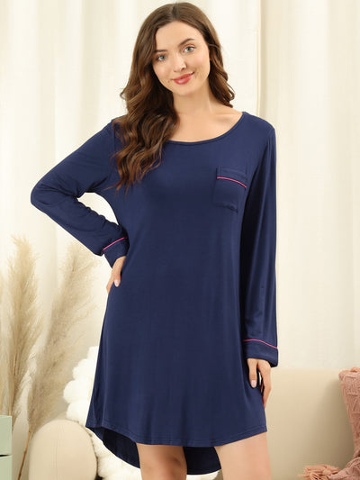 Women's Lounge Dress Pajamas Soft Long Sleeve Mini Sleepwear Nightgown