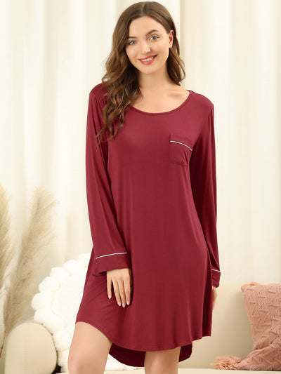 Women's Lounge Dress Pajamas Soft Long Sleeve Mini Sleepwear Nightgown