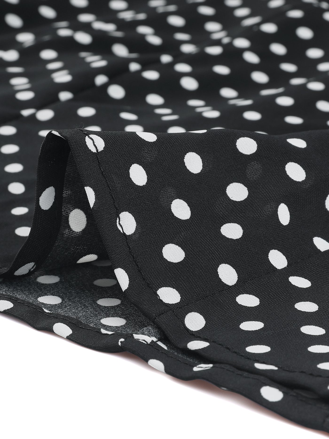 Allegra K Summer Polka Dots Top Bow Tie V Neck Ruffled Cap Sleeve Office Blouse