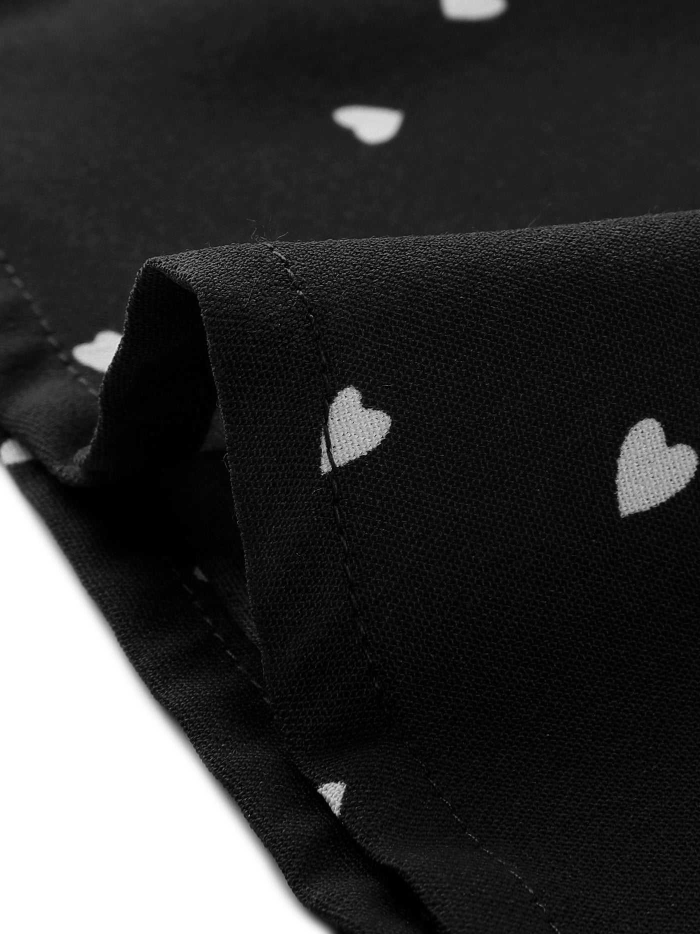 Allegra K Bow Tie Collar Heart Print Peter Pan Collar Button Down Blouse