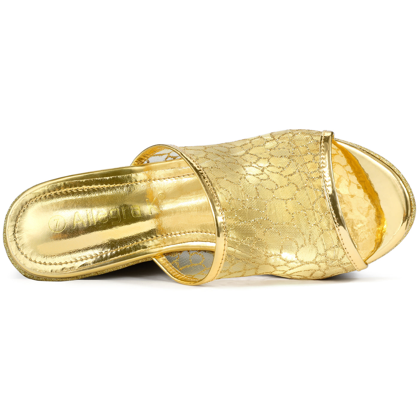 Allegra K Glitter Platform Heel Slide Wedge Sandals