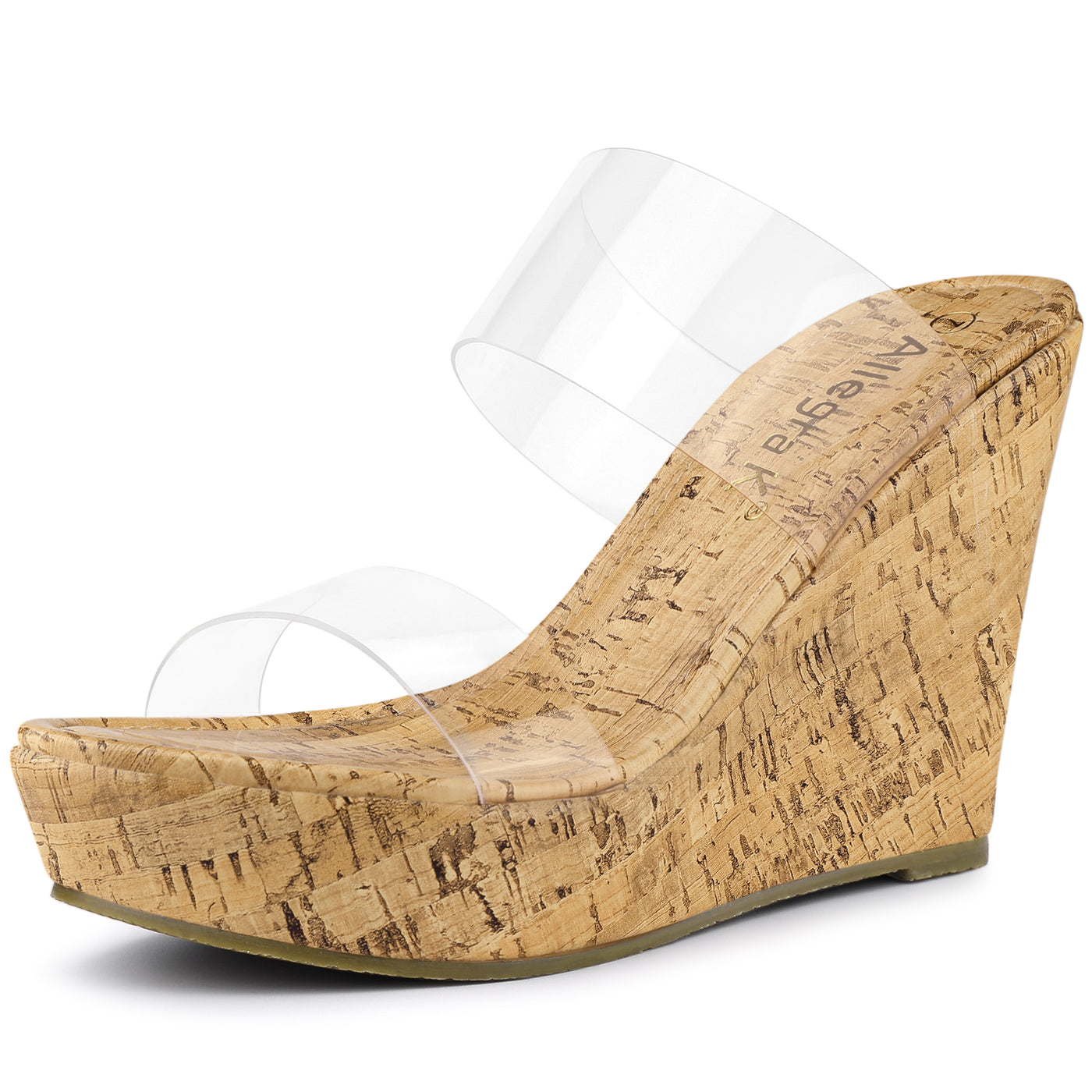 Allegra K Clear Platform Transparent Straps Wedge Heel Sandals