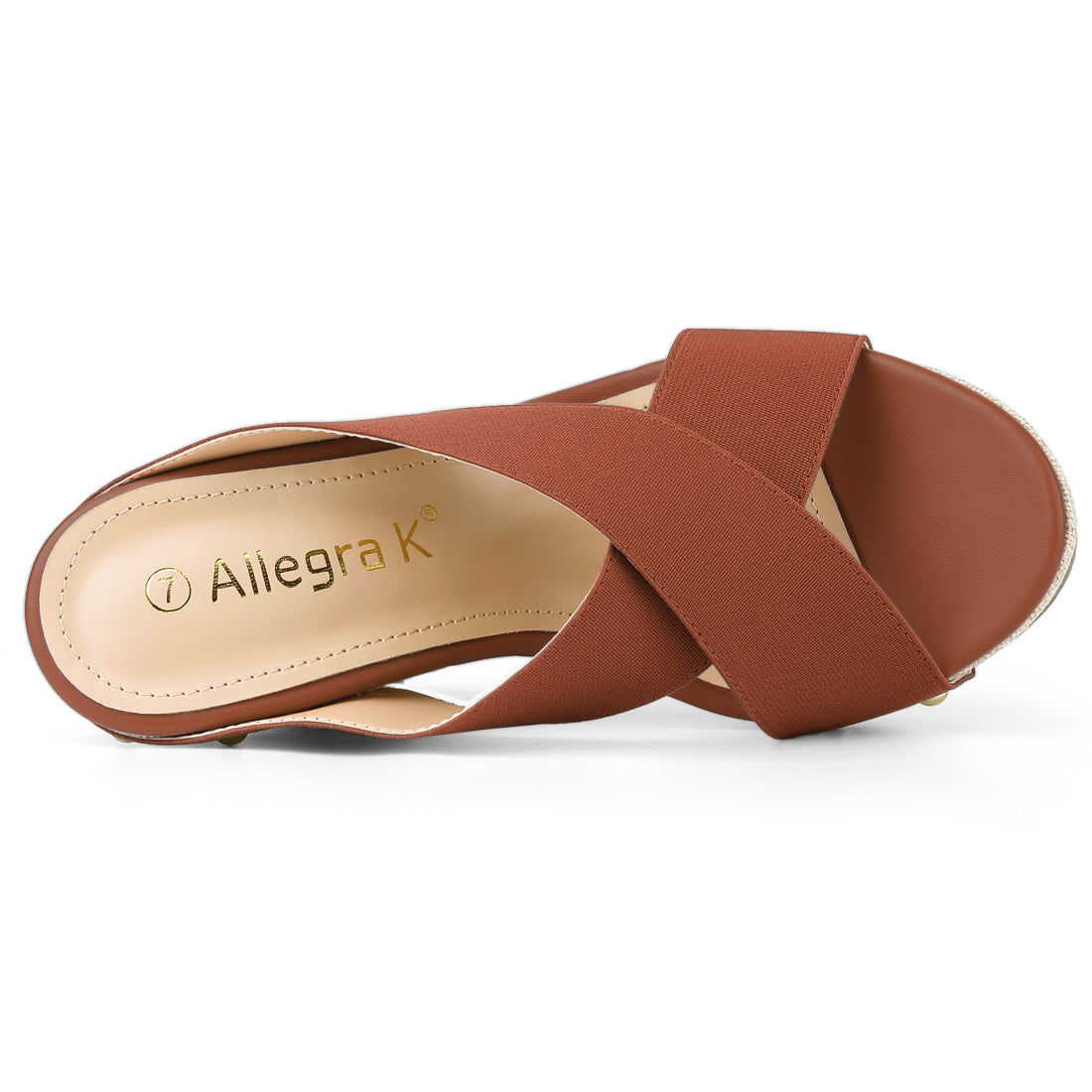 Allegra K Crisscrossing Strap Platform Slide Wedge Sandals