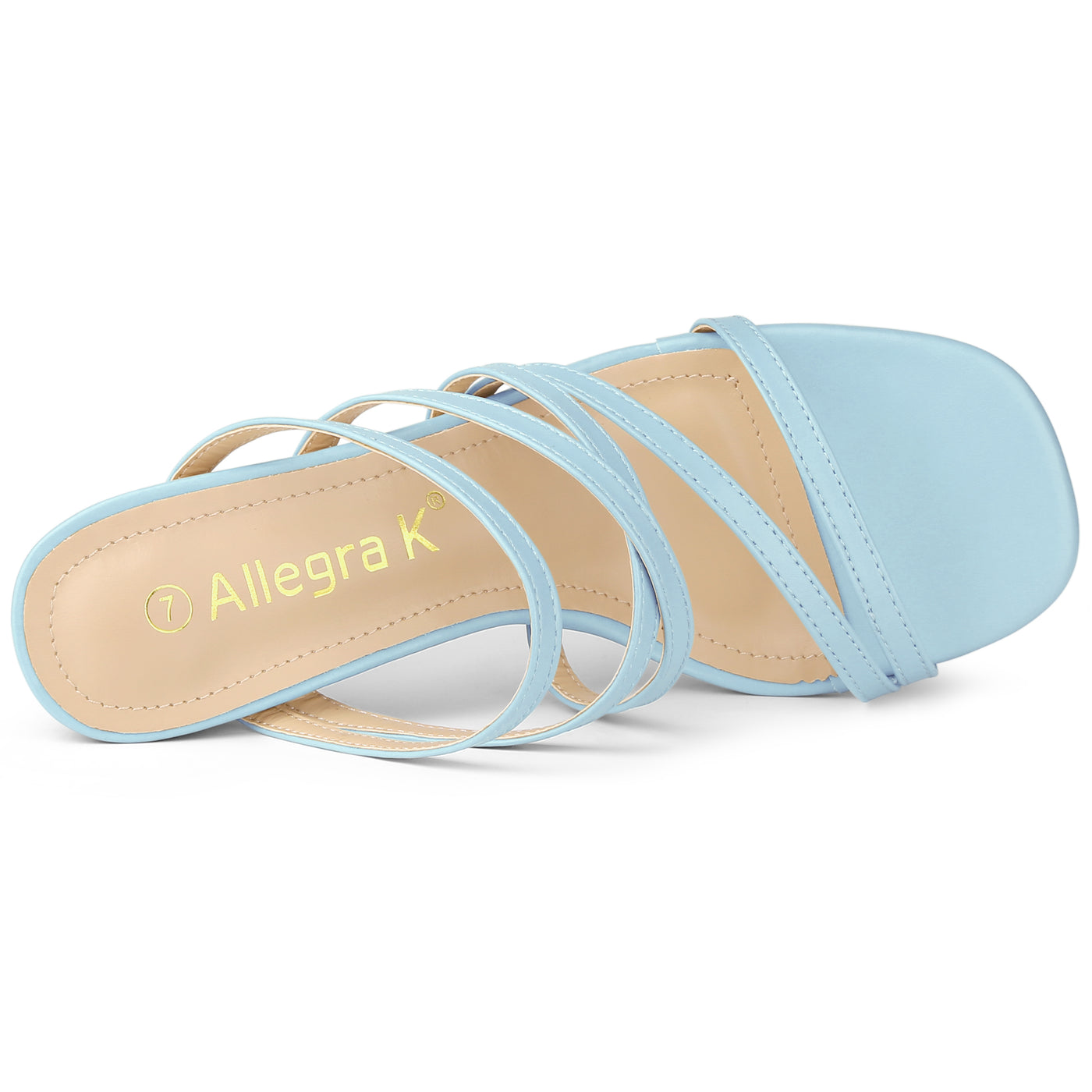 Allegra K Open Toe Crisscross Strap Strappy Block Slide Heel Sandals