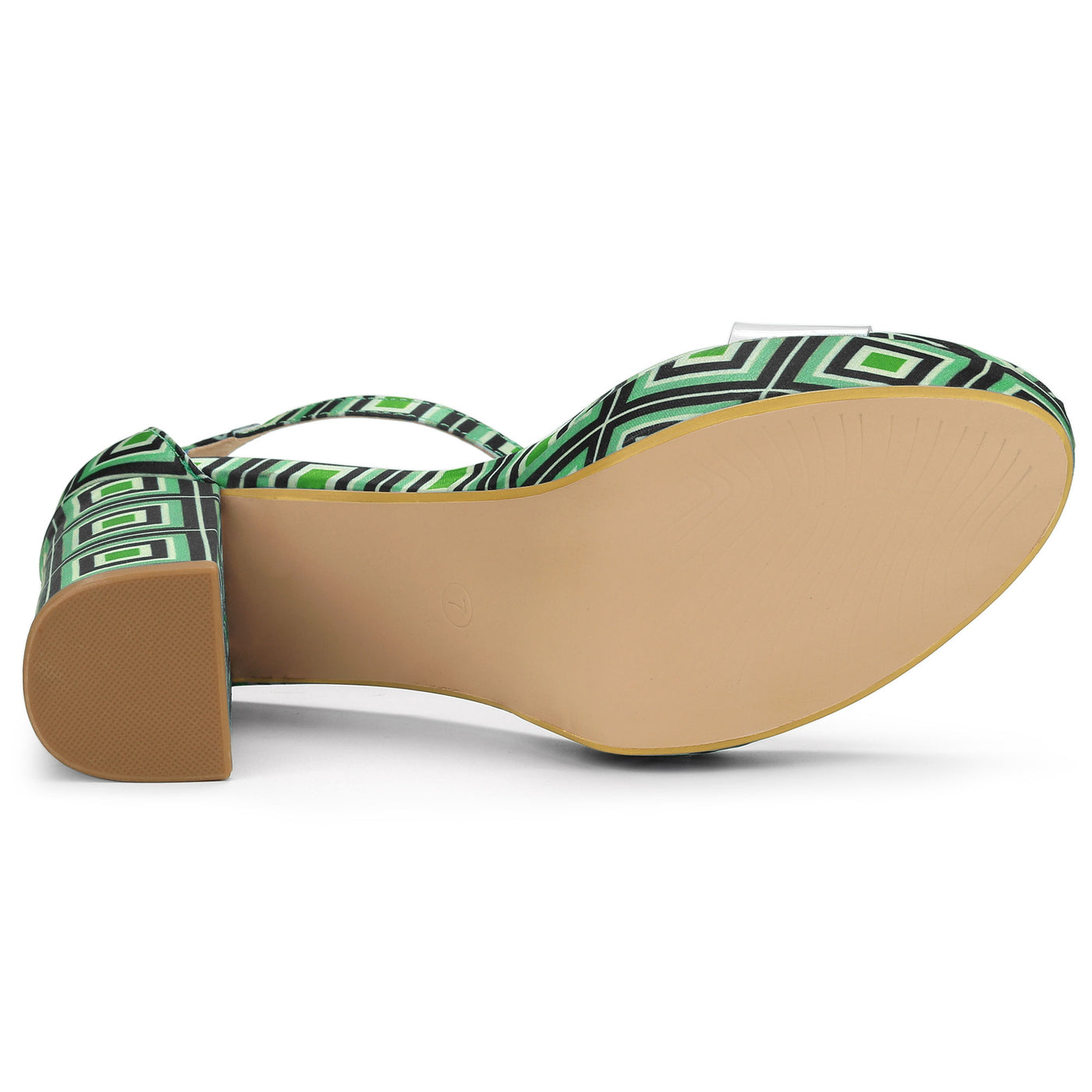 Allegra K Printed Clear Platform Chunky Heel Sandals