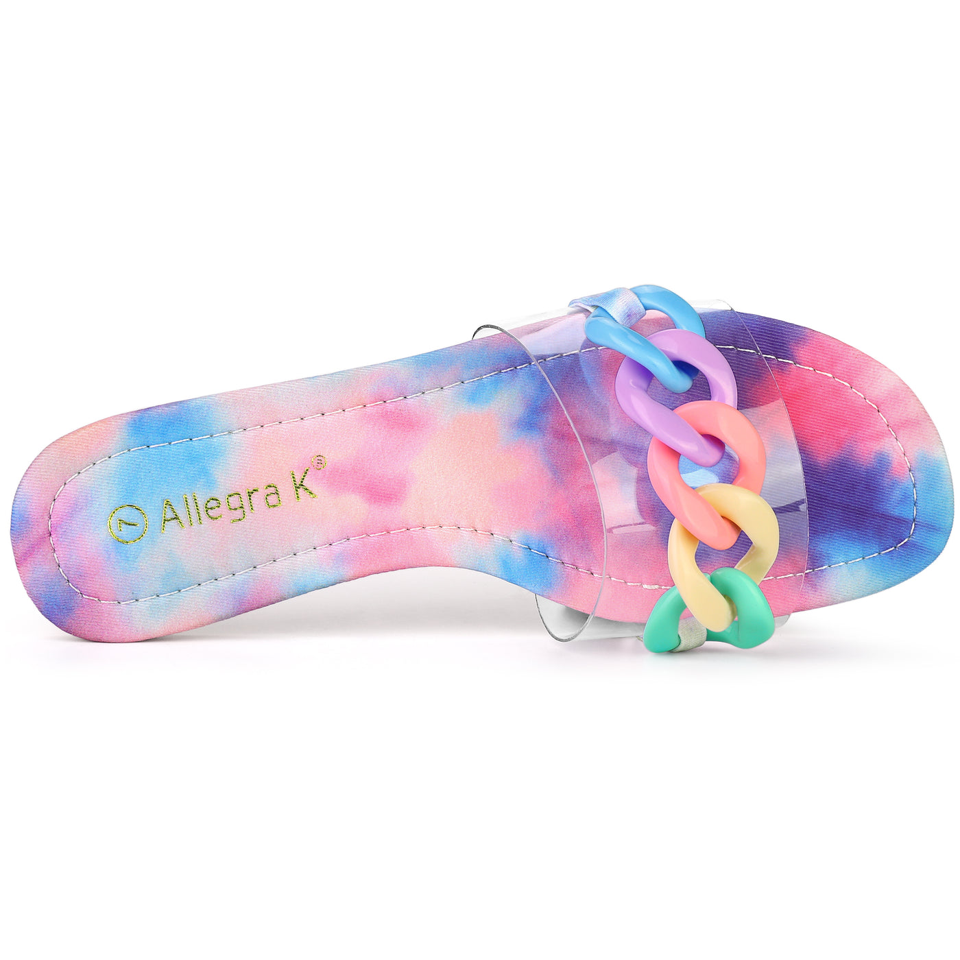 Allegra K Tie Dye Chain Clear Slides Slip Sandals