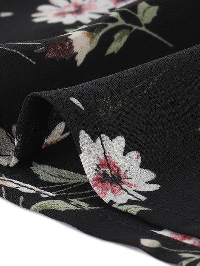 Chiffon Ruffle Sleeve Layered Vintage Ditsy Floral Blouse