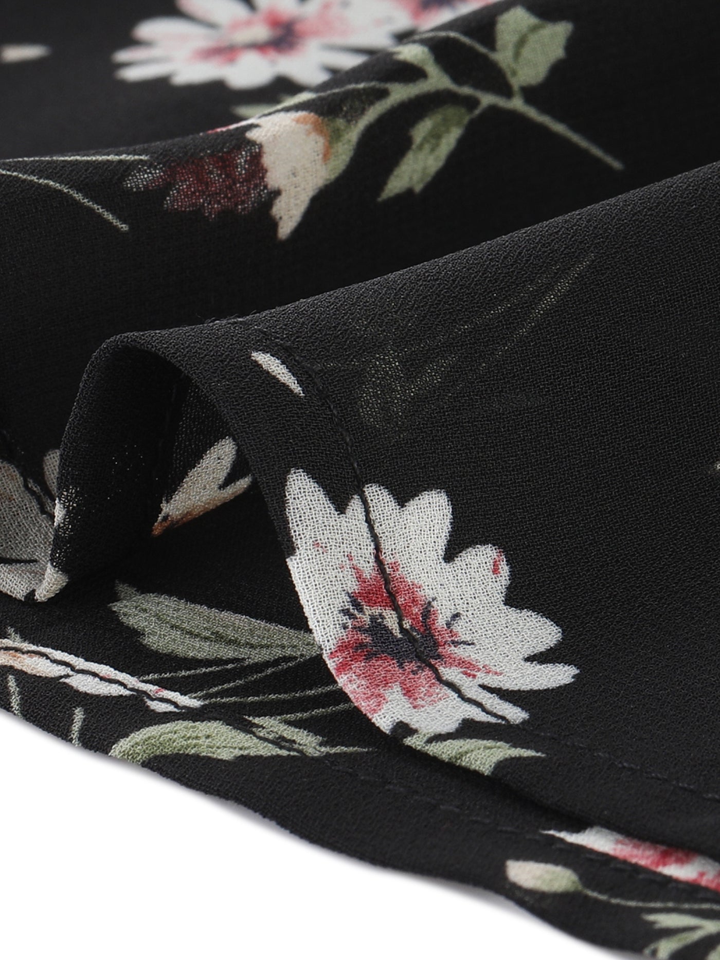 Allegra K Chiffon Ruffle Sleeve Layered Vintage Ditsy Floral Blouse