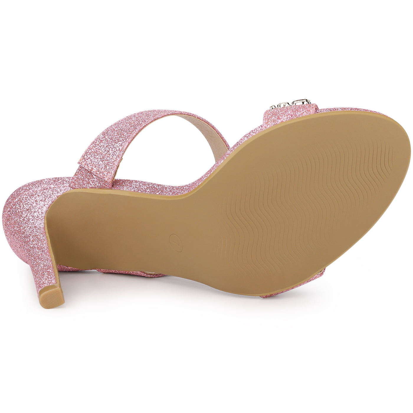 Allegra K Open Toe Glitter Rhinestone Decor Stiletto Heel Sandals