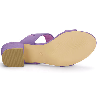 Block Heel Dual Straps Slide Sandals