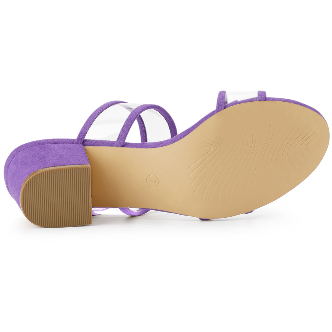 Allegra K Open Toe Clear Dual Strap Mid Block Heel Slide Sandals
