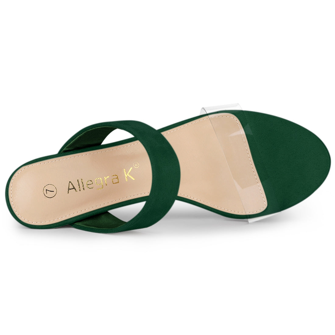 Allegra K Open Toe Dual Clear Strap Block Heel Slides Mules Sandals