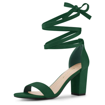 Lace Up and Ankle Strap Chunky Heel Sandals