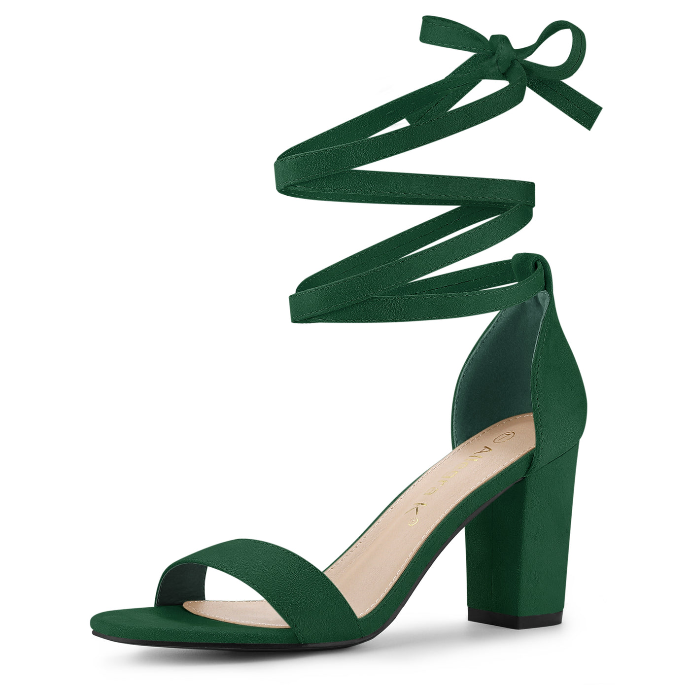 Allegra K Lace Up and Ankle Strap Chunky Heel Sandals