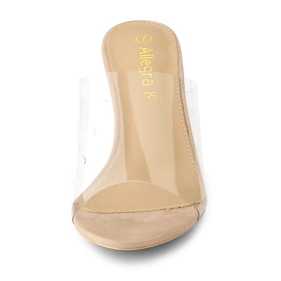 Clear Strap Open Toe Slip On Stiletto Heel Slide Sandals