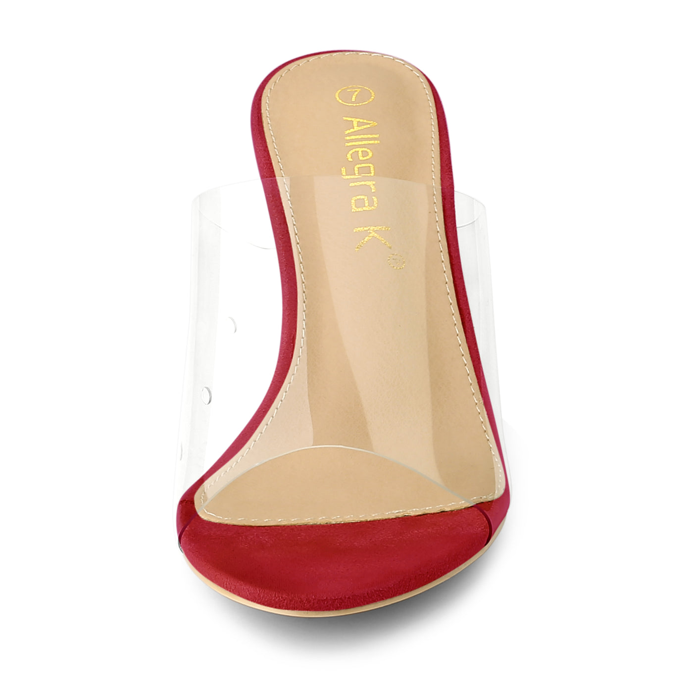 Allegra K Clear Strap Open Toe Slip On Stiletto Heel Slide Sandals